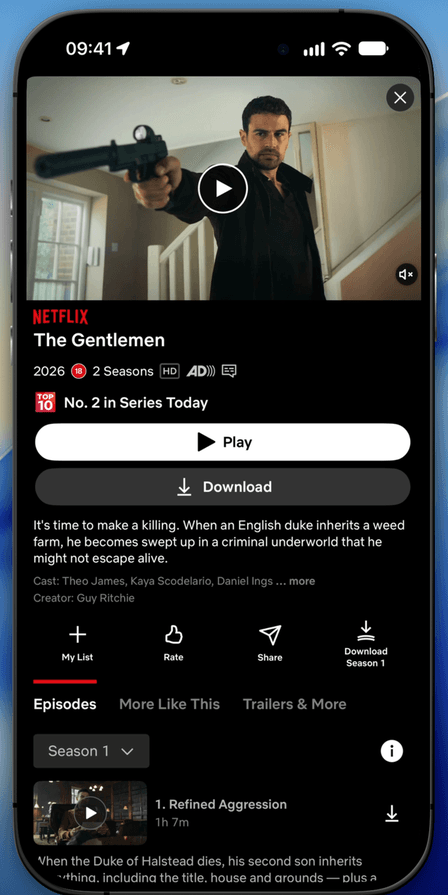 Tapping Share on a Netflix title page