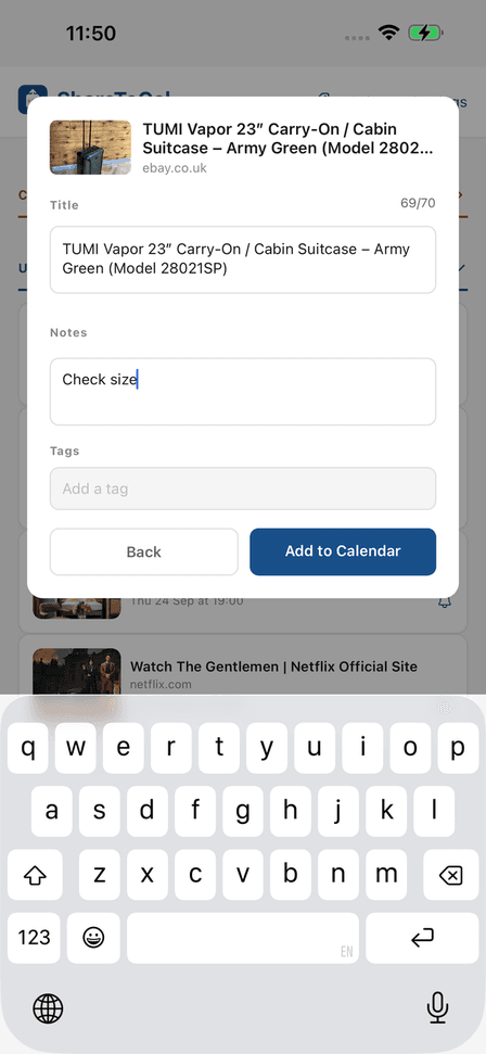 Adding a note in the item's edit screen