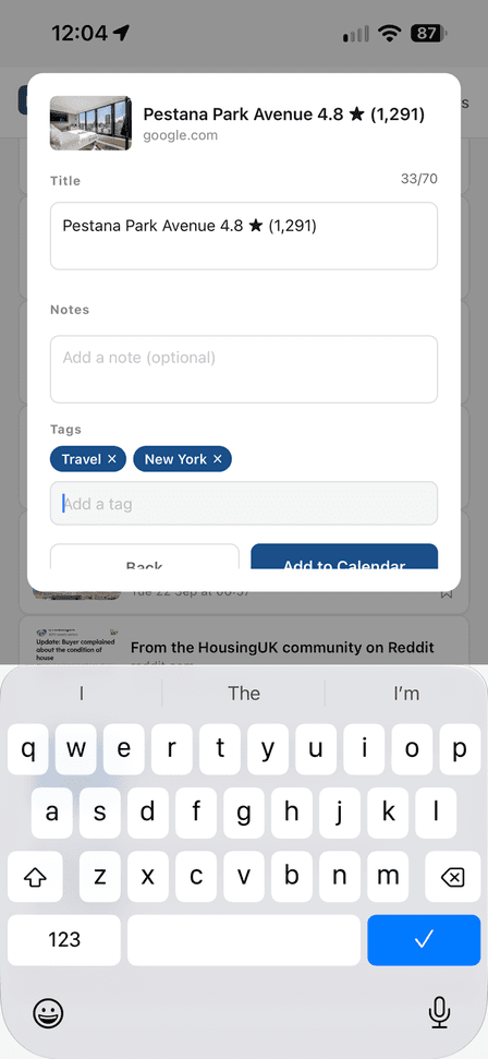 Both the Travel and New York tags added to the item